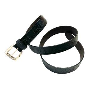 Vintage 1990s Crossroads Black Leather Belt 42” – Floral Embossed Western Style